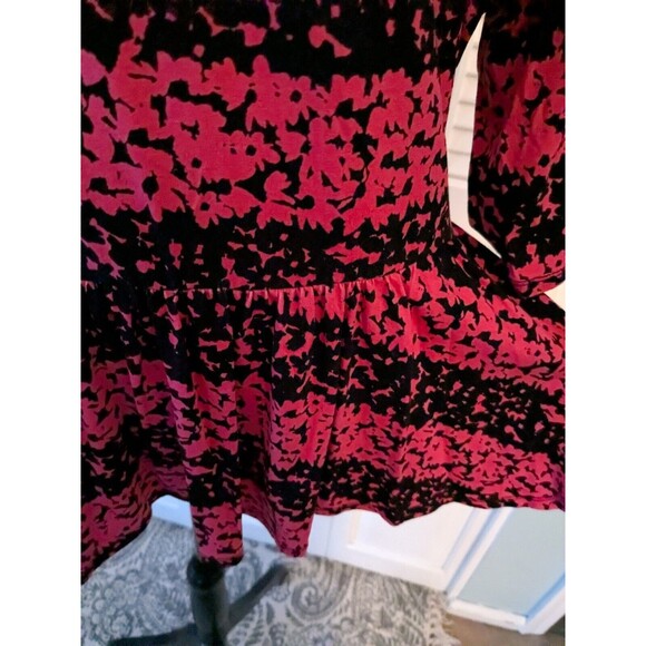 Elle Top Women's L Coral Pink Black Scoop Neck Keyhole Peplum Stretch Blouse - Picture 4 of 11